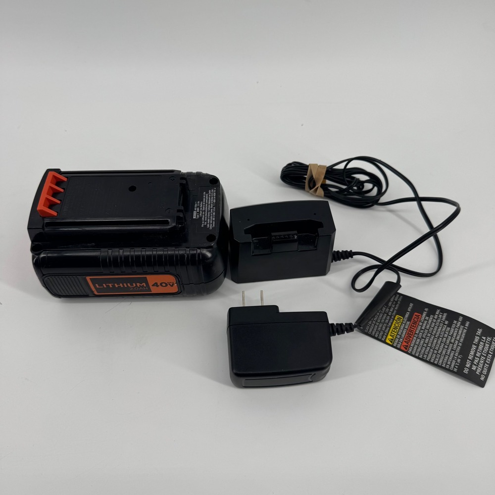 Black & Decker 40V Max Lithium Ion Battery LBX2040 2.0Ah and Charger Set